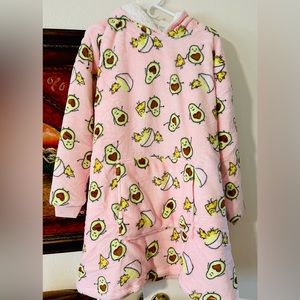 Sherpa Hoodie Pajama Coat ( Avocado Guacamole/Chips design)